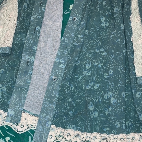 FREE People green combo Sheer Romance Mini Dress size Small - Picture 14 of 16